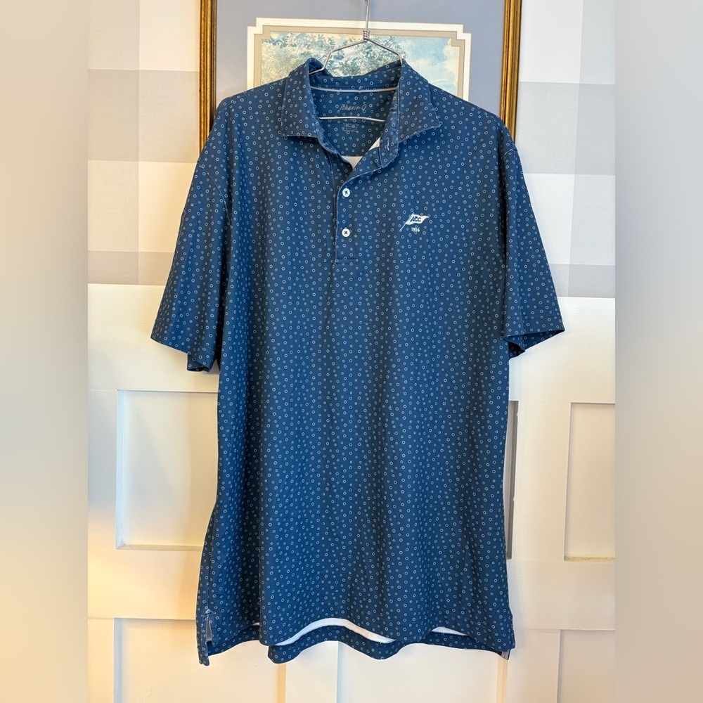 johnnie-O Navy Patterned Polo Shirt Size Large